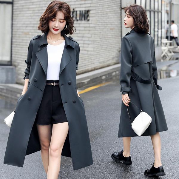 

women's wool & blends cmaz 2021 autumn fashion trench coat, Black