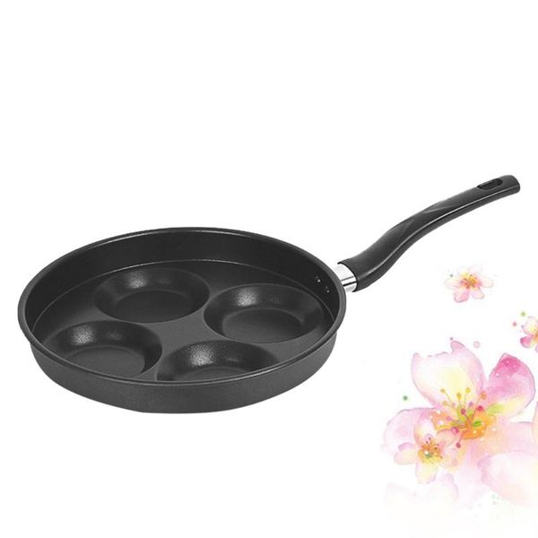 

pans 1pc fried egg pan 4 compartments non-stick omelette cooking kitchen gadget for home (black)