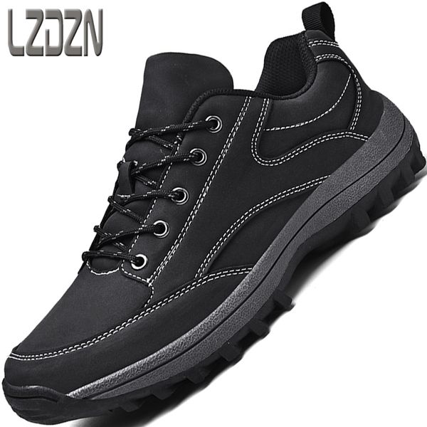 

outdoor casual men's walking waterproof non-slip wear-resistant middle-aged leather shoes 46 extra large size rain boots autumn