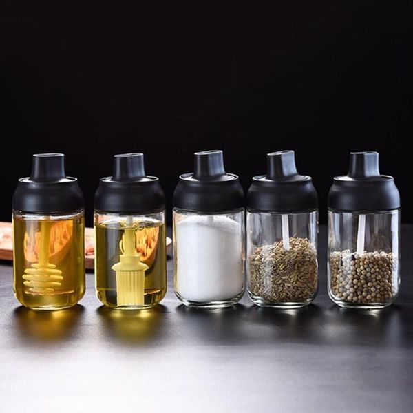 

storage bottles & jars salt spice bottle oil brush honey bar lid seal seasoning spoon jar kitchen cruet nice
