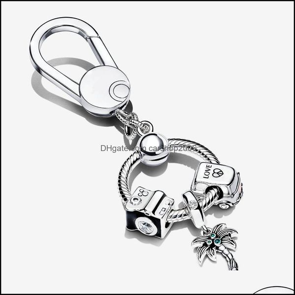 

key rings jewelry 100% 925 sterling sier moments small bag charm holder gift set fit original european charms dangle pendant fashion women w, Slivery;golden