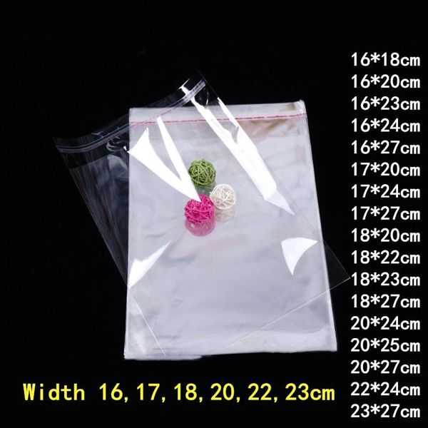 

gift wrap 100pcs 16/17/18/20/22/23cm plastic transparent bags opp bag clothing packing storage toy multiple size self adhesive