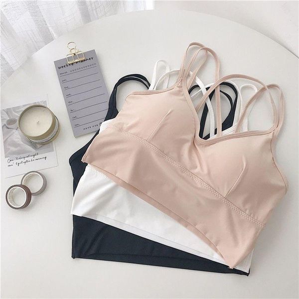

yoga outfit women sport bra ice silk wrapped chest anti-empty underwear students summer sling vests pads beautiful back lingerie