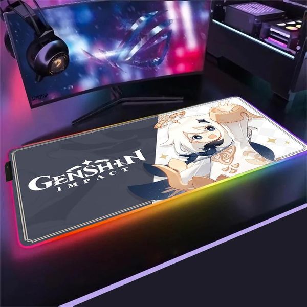 

mouse pads & wrist rests genshin impact computer mousepad rgb cute kawaii large gaming pad gamer xxl anime mause carpet pc desk mat with bac