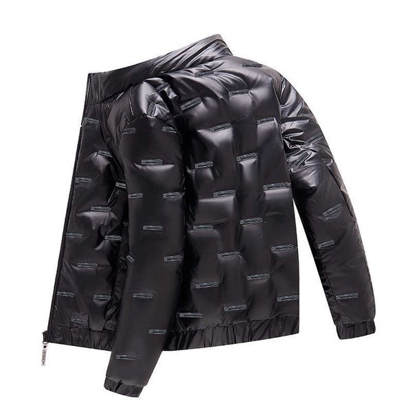 

cotton down men's winter jacket, korean style, thick stand collar, bright, casual, short windbreaker, new style, Black