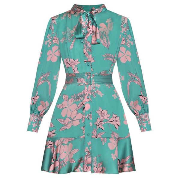 

casual dresses janeyiren fashion designer runway dress spring autumn women floral-print flounced edge mini, Black;gray
