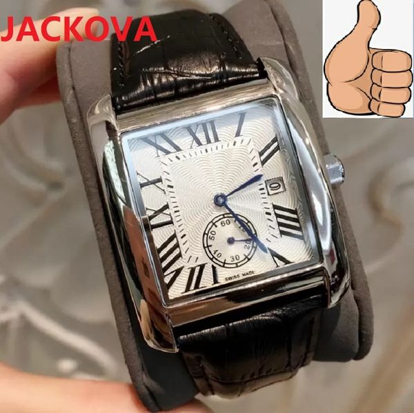 Moda numero romano quadrato quarzo orologio in vera pelle donna uomo classico stile popolare giorno lavorativo data abito firmato regalo orologio da polso cinturino in vera pelle