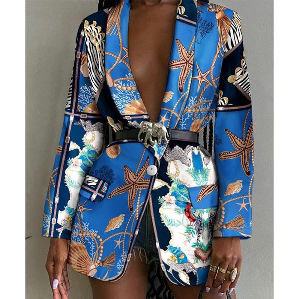 

women's suits & blazers luxury blue elegant women with belt deep v-neck office lady jacket coats single button streetwear england vinta, White;black