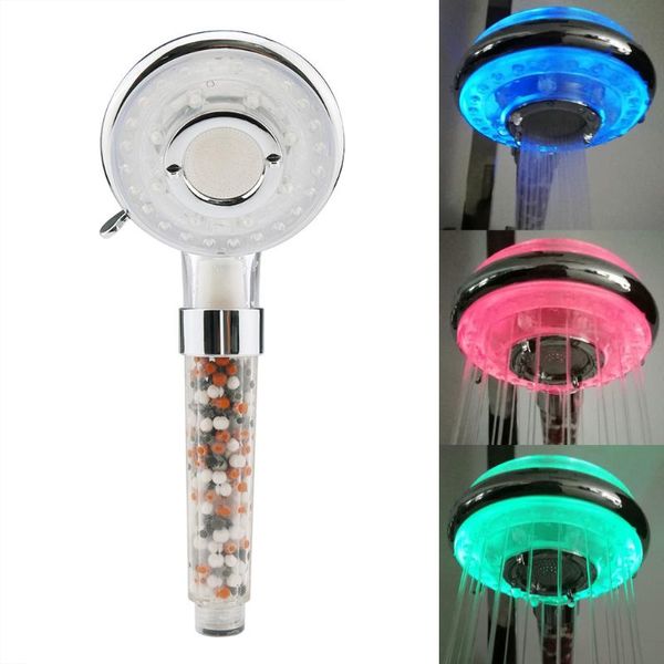 

bathroom shower heads head colorful led change water glow filter hand l0409