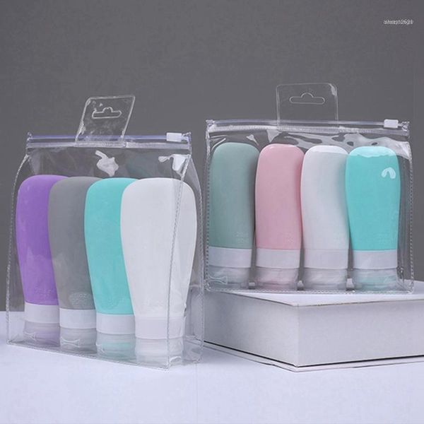 

4pcs/set portable silicone travel bottle liquid container empty refillable packing lotion points shampoo cream trip1