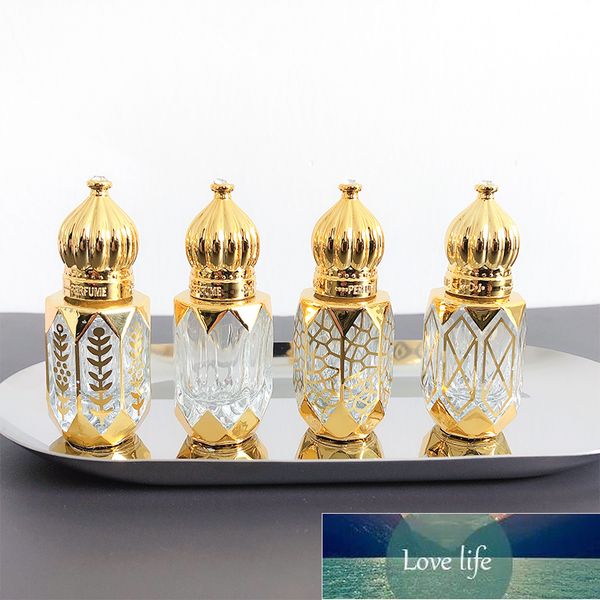 4 pz 6 ml stile di lusso dorato bottiglie di profumo riutilizzabili vetro roll-on bottiglia di olio essenziale vuoto cosmetico contenitore per test campione