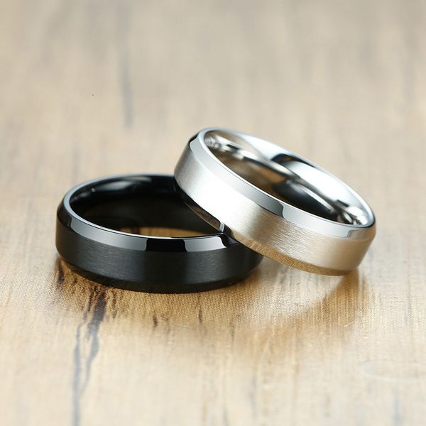 

love ring zorcvens 2021 classic matte black silver color stainless steel for men women 6mm width promise wedding jewelry gifts, Slivery;golden