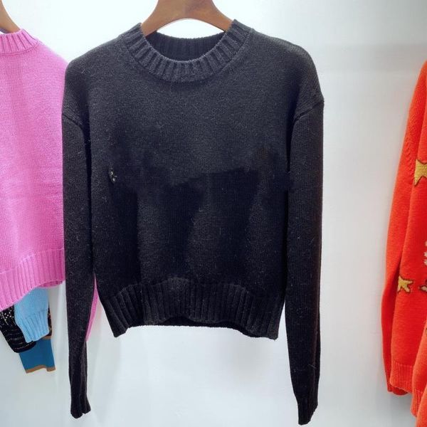 

1101 sweater autumn brand same style regular pink neck crew clothes black 2021 long qian kint women sleeve ljxhb