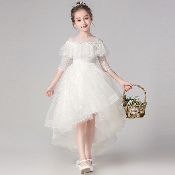

flower girl net yarn small floral fluffy wedding dress dress skirt girl school graduation party dress communion, White;pink