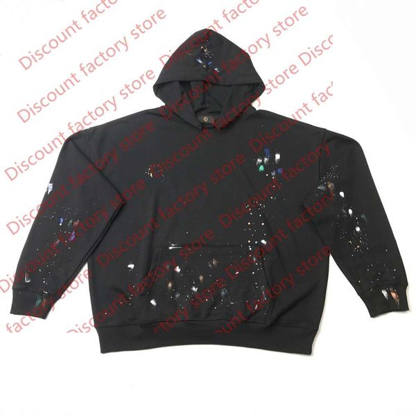 

black paint hoodie hip hop short length raglan pullover autumn streetwear