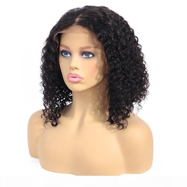 

peruvian hair black women curly brazilian virgin 13x6 lace front wigs human hair wigs glueless with baby hair 12 inch with 130% density, Black;brown