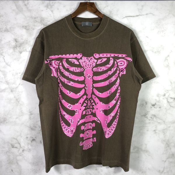 

2021 new 2021ss kapital vintage t-shirt men women cashew flower skeleton printing t shirt tee tsd5, White;black