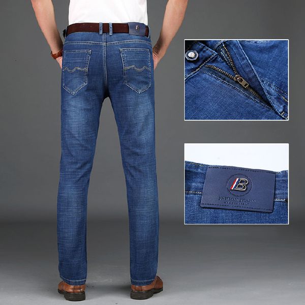 

2021 brand new men's classic style business casual stretch slim denim blue trousers for male size 29-40 8d11