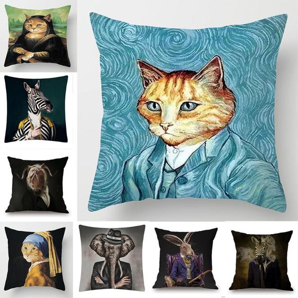 

paintings sheep dog cushion cover decor lovely animal cat short plush pillows case home pillowcase 45x45cm sofa decoration