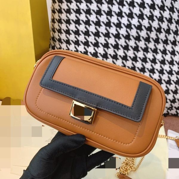 

2021 brown small capacity women's bag mini cute leather flip zipper design with one shoulder strap straddling luxury high end