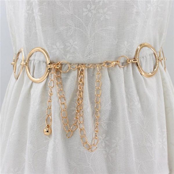 

1pcs retro women's waist chain gold silver metal lady belts women belt dress accessories belly body jewelry, Black;brown