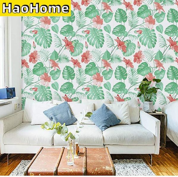

wallpapers red floral peel and stick wallpaper tropical flowers contact paper waterproof palm self adhesive removable