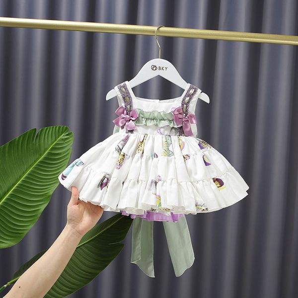 

childrens clothing girls dress summer printed princess tutu lolita dress for girl sleeveless dress baby clothes infant costume, Red;yellow