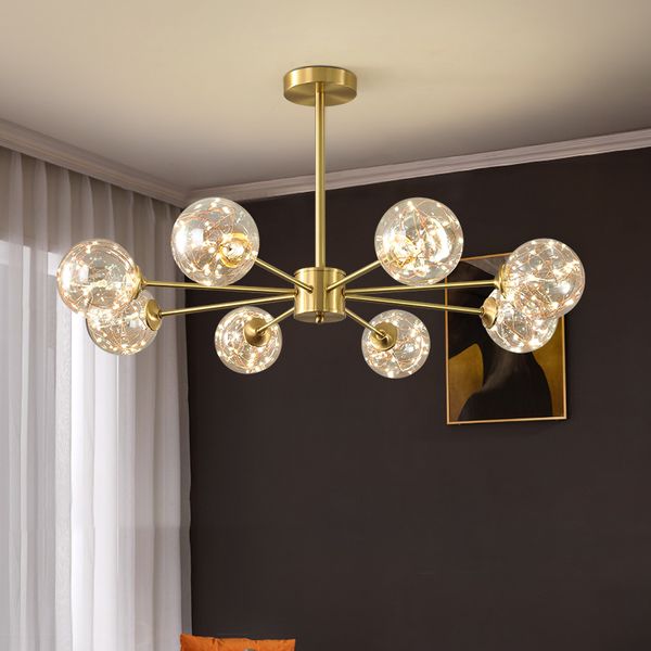 

modern gold copper led lustre nordic ball glass luxury decoration of ceiling lamp to room dining interior lamps hxb2