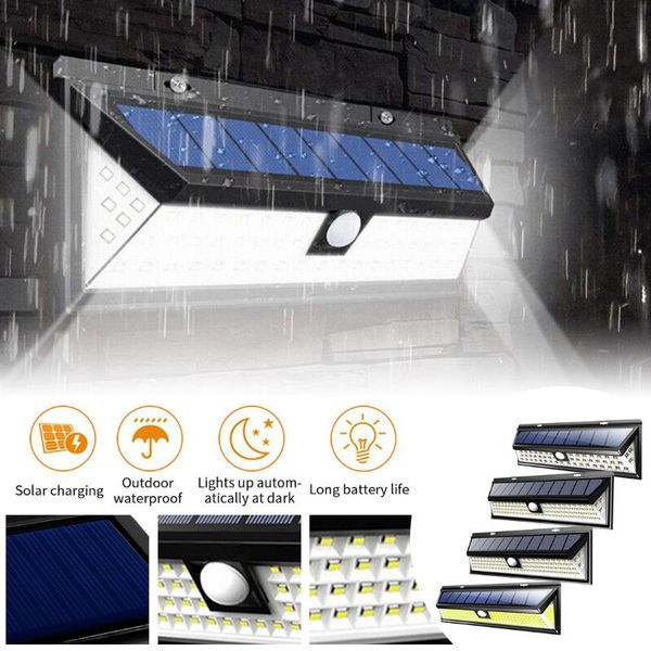 

solar lamps pir motion sensor lamp 118 led outdoors ip65 waterproof garden lights emergency security light wall