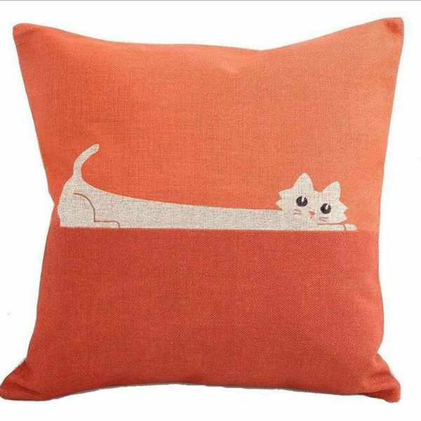 

cushion/decorative pillow cat print pillowcase cute square cotton linen cushion cover sofa bed festival waist throw