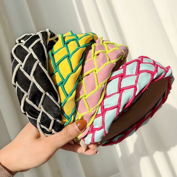 

patchwork wide webbing braided bezel hairband women clips hair accessories headband opaska do wlosow bandeau femme diademas, Slivery;white