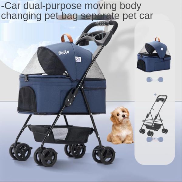 

dog car seat covers pet stroller for dogs cats luxury carrier strollers breathable travel pushchair separation four-wheeled
