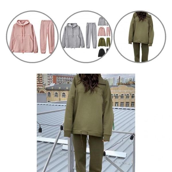 

women's two piece pants ankle banded all-match hooded loose fit casual tracksuit streetwear, White