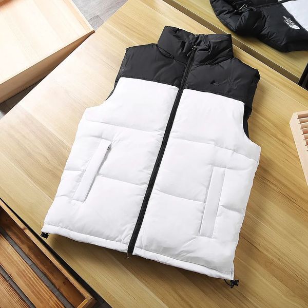 

2021 new north winter men's down embroidery puffer jacket casual brand hoodies parkas warm ski mens face vest white, Black