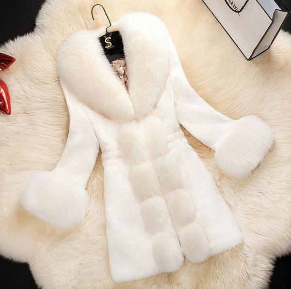 

women's trench coats 2021 winter faux fur coat women korean collar warm hair cuffs jacket fashion plus size long 5xl 6xl, Tan;black