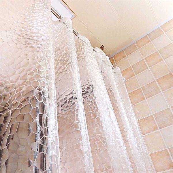 À prova d'água 3D banheiro transparente cortina de banheiro cortina de chuveiro com ganchos espessados ​​banhar banho grande banho cortina 211116