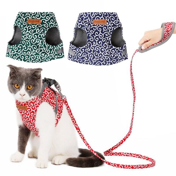 

cat costumes pet dog harness vest collar outdoor walking leash set small and for