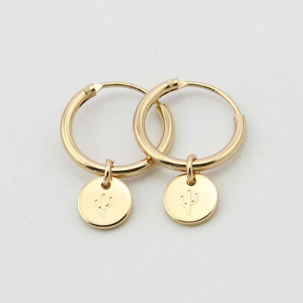 

hoop & huggie cute cactus earrings simple creative plant earring for women girl minimalist jewelry gift, Golden;silver