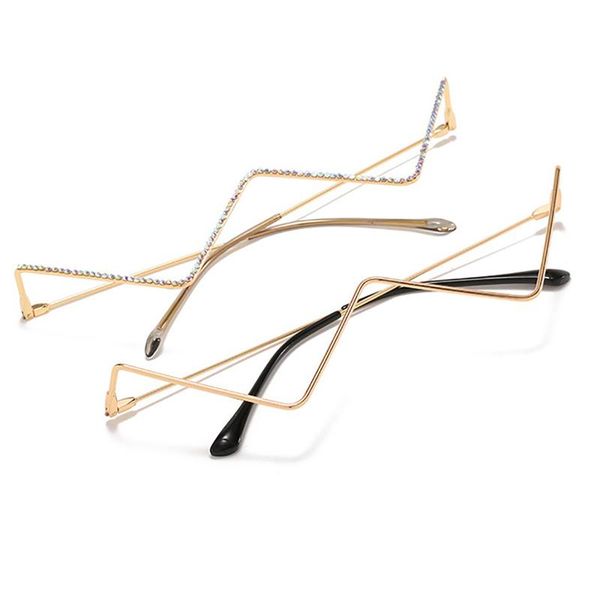 

fashion sunglasses frames double v-shaped cold glasses personalized metal spectacle frame female decoration 1pc charm eye accessories, Black