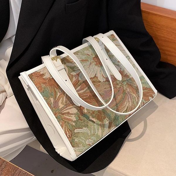 

evening bags fashion painting flower shoulder tote 2021 luxury designer brand trends women large capacity handle handbag purse