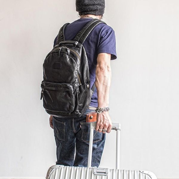 

backpack 2021 touche genuine leather men's notebook bag shoulder travel macbook pro case 15.6inch lapschool