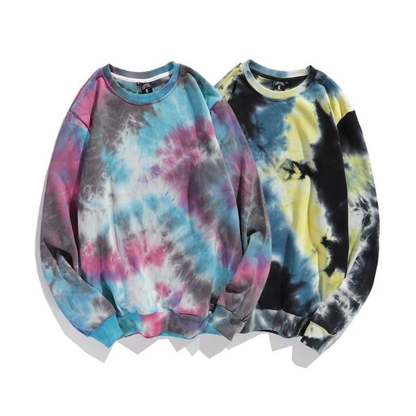 

street wo tie dye century long sleeve national fashion br couple loose hip hop and women's sweater, Black
