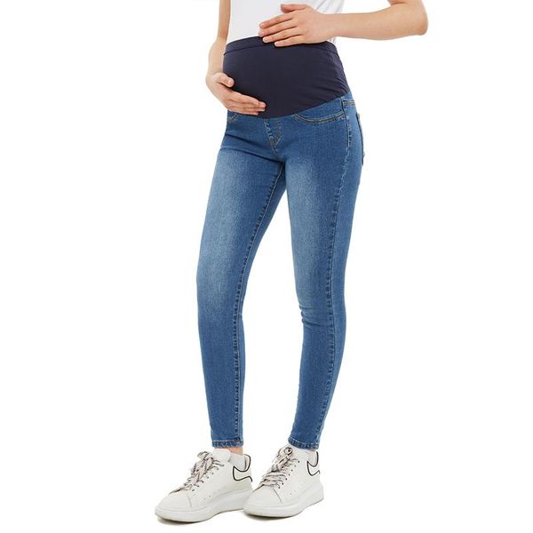 

maternity bottoms women's super stretch secret fit belly skinny denim jean over the pregnancy support jeans comfy, White