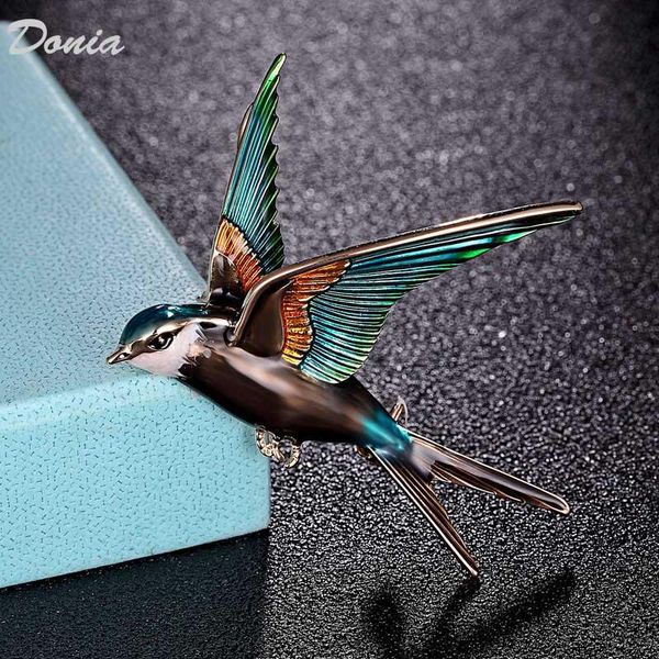 

pins, brooches donia jewelry enamel swallow bird curly brooch bouquet for men fashion women gifts children gold color hijab studs handbags, Gray
