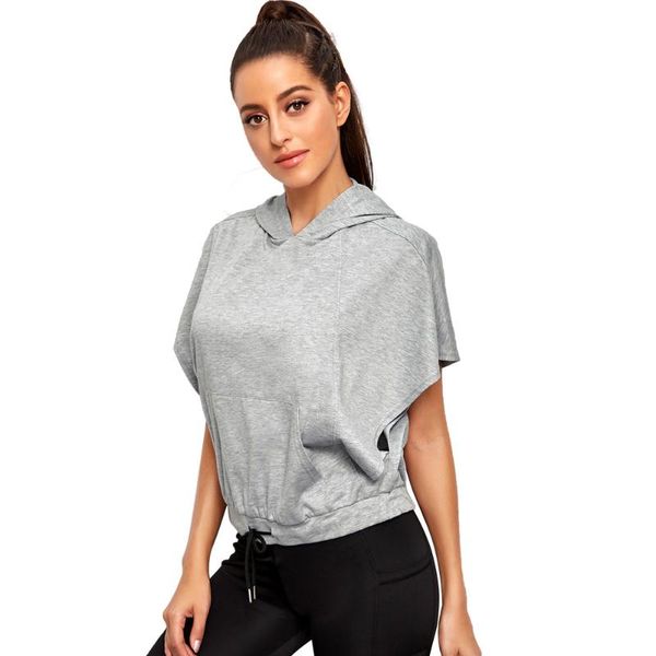 

yoga outfit 2021 fashion sports women's tight clothes thin hooded t-shirt running fitness training breathable women activewear