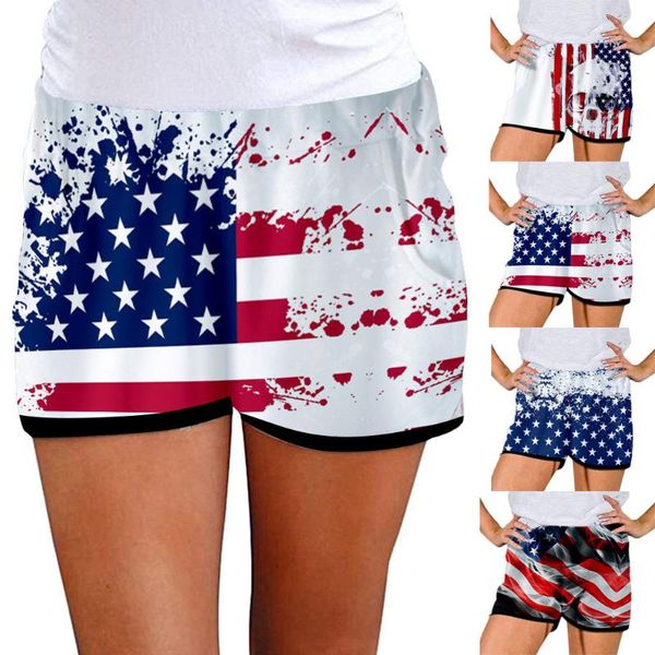 

women's shorts fashion women independence day print double pockets casual short spodenki damskie pantalones cortos de mujer @50, White;black