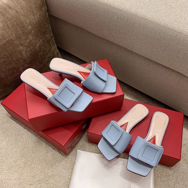 

2021ss women slide sandal slipper 3 colors option indoor outdoor beach slides platform slippers truth leather flip flops high heels with ori, Black