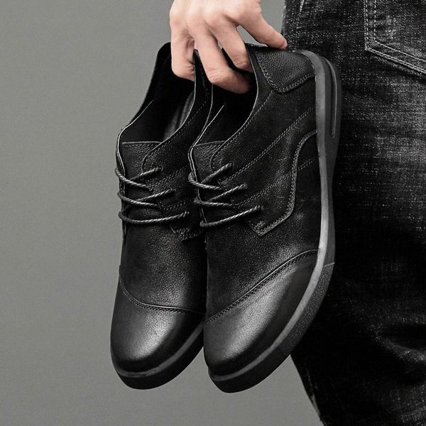

men genuine leather shoes outdoor spring autumn fashion men loafers shoes breathable light boat *9310 h9tl#, Black