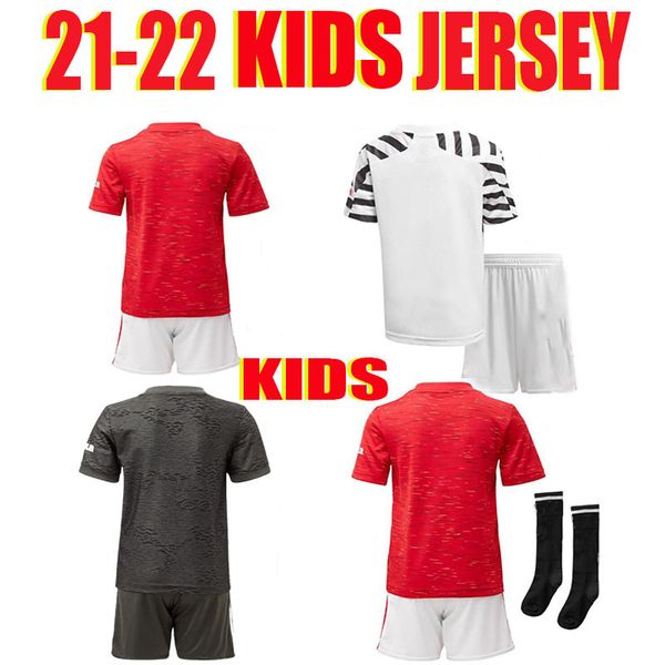 

manchester kid soccer jersey united utd jerseys man + kids kit equipment bruno fernandes martial 20 21 children jerseys rashford child foo, Black