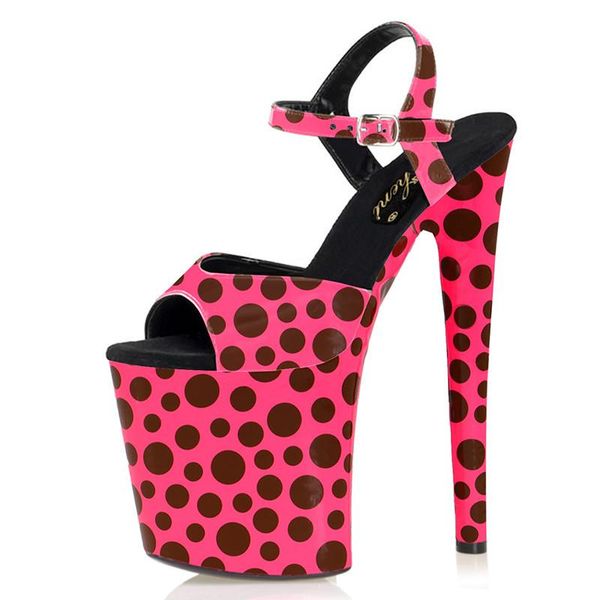 

sandals wave point 20cm nightclub pole dance shoes high platform women stripper heels open toe fetish party gothic models, Black